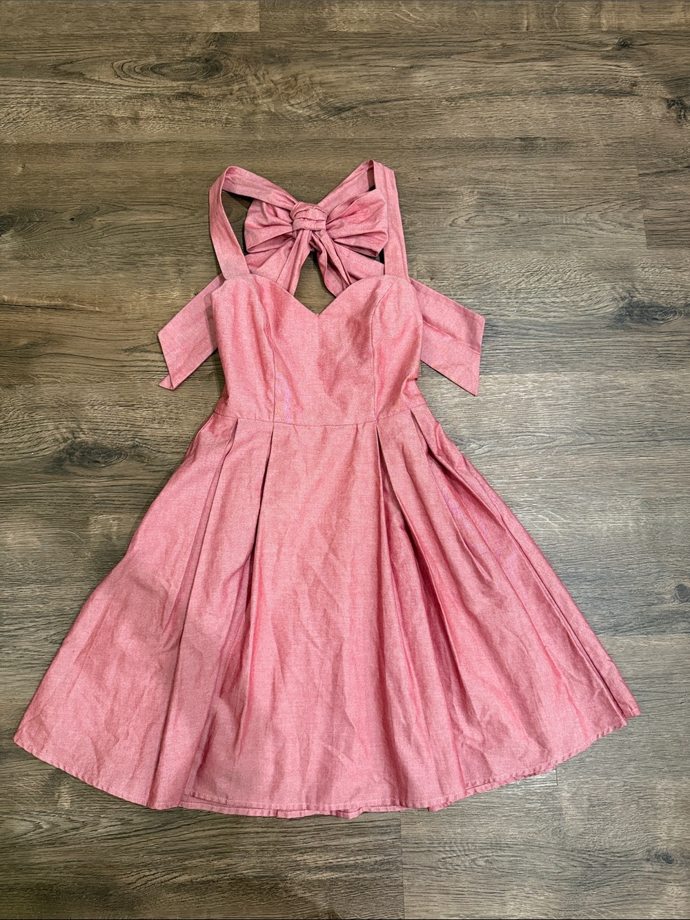 Lauren James Rose Pink Midi Dress with Back Bow Detail Size XS